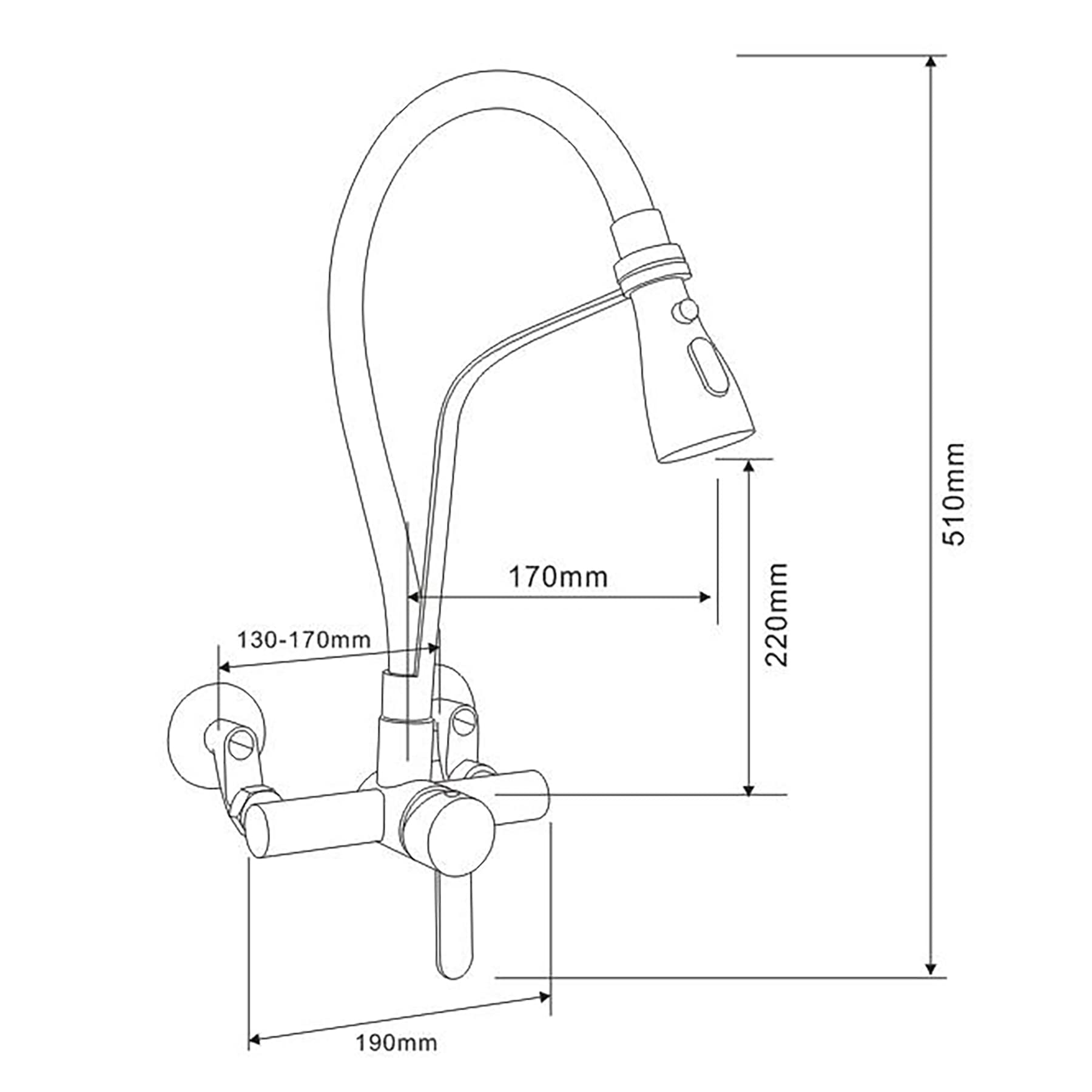 Robinet de cuisine mural noir, rotatif à 180 ° en silicone de qualité alimentaire - Robinet mural flexible extensible - Robinet d'évier pour cuisine en,Matériau en acier inoxydable