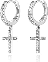 Vista 17 de Gold Huggie Hoop Earrings Crystal Green Drop Earrings