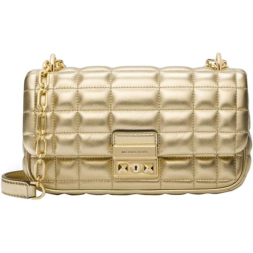 Michael Kors Tribeca Small Convertible Chain Shoulder Bag, Gold-Tone Hardware/Pale Gold