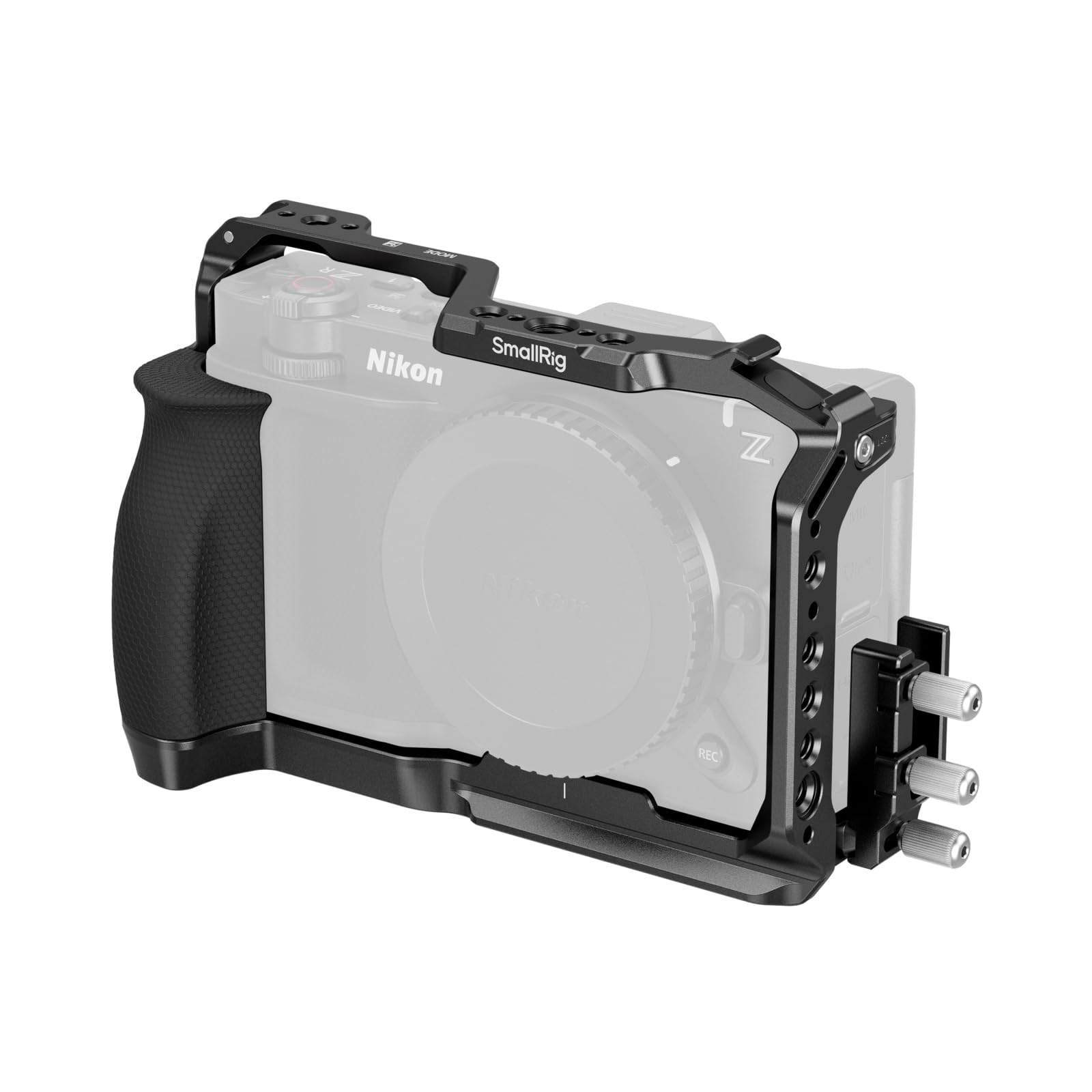 SMALLRIG Jaula para Nikon ZR con Empuñadura de Silicona y Clip para HDMI, Aleación de Aluminio, Zapata Fría y Placa QR para Arca - 5467