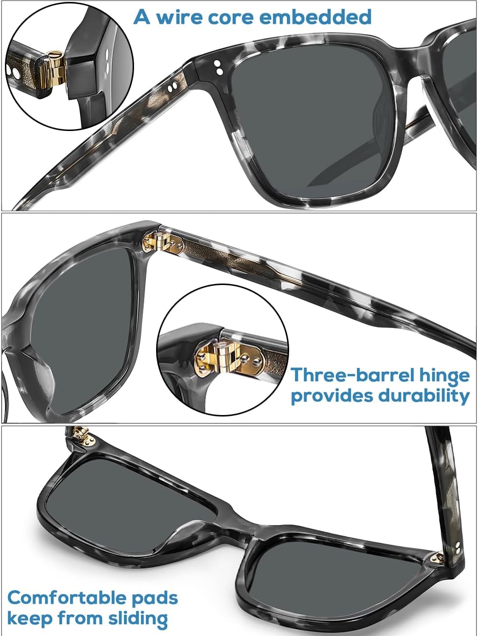 CARFIA Polarized Sunglasses for Women: Acetate, Small/Medium Size, UV400 Anti Glare CA5354 - Image 6