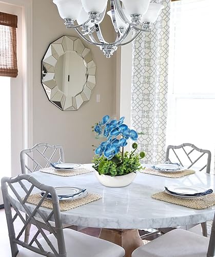 Vista 31 de Briful Orchids Artificial Flowers 16" Small Fake Orchid Pink Phalaenopsis Orchid Flower Arrangements with Ceramic Vase Faux Orchid for Home Bathroom