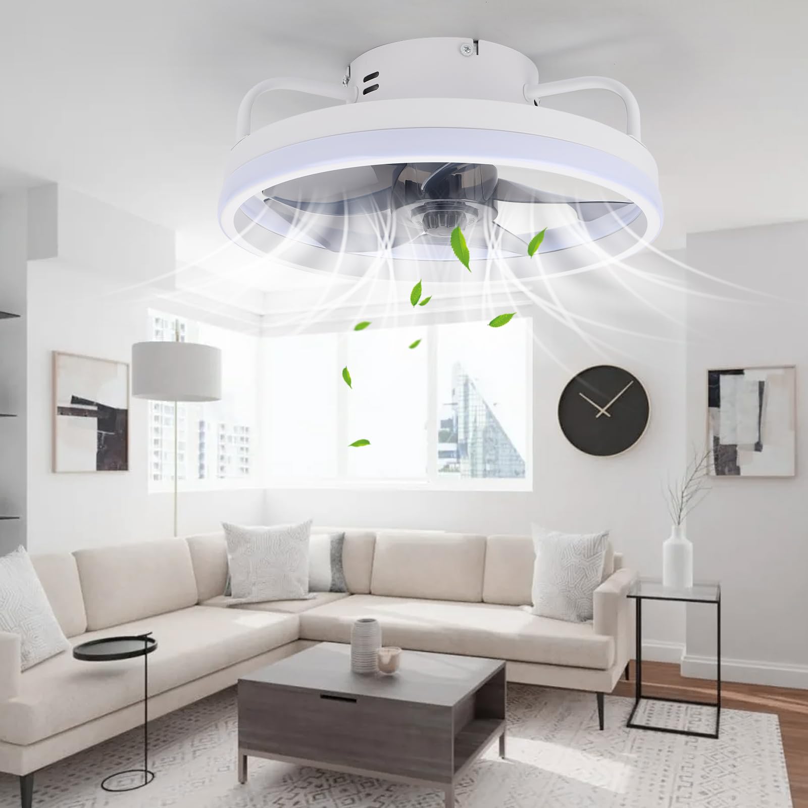 LMYDIDO 33cm LED Ceiling Fans With Lights, E27 Socket Reversible