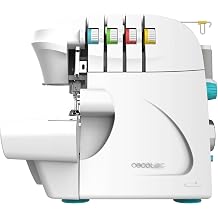 Cecotec BelleCouture Overlock Sewing Machine 1100 RPM Speed Adjustable Presser Foot Pressure Differential Feed 4 Thread Stitch Functions and Accessory Kit
