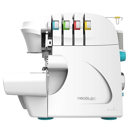 Cecotec Bellecouture Overlock Sewing Machine, Speed 1100rpm, Adjustable Pressure, Differential Drive, 4 Thread Stitch Functions and Accessory Kit