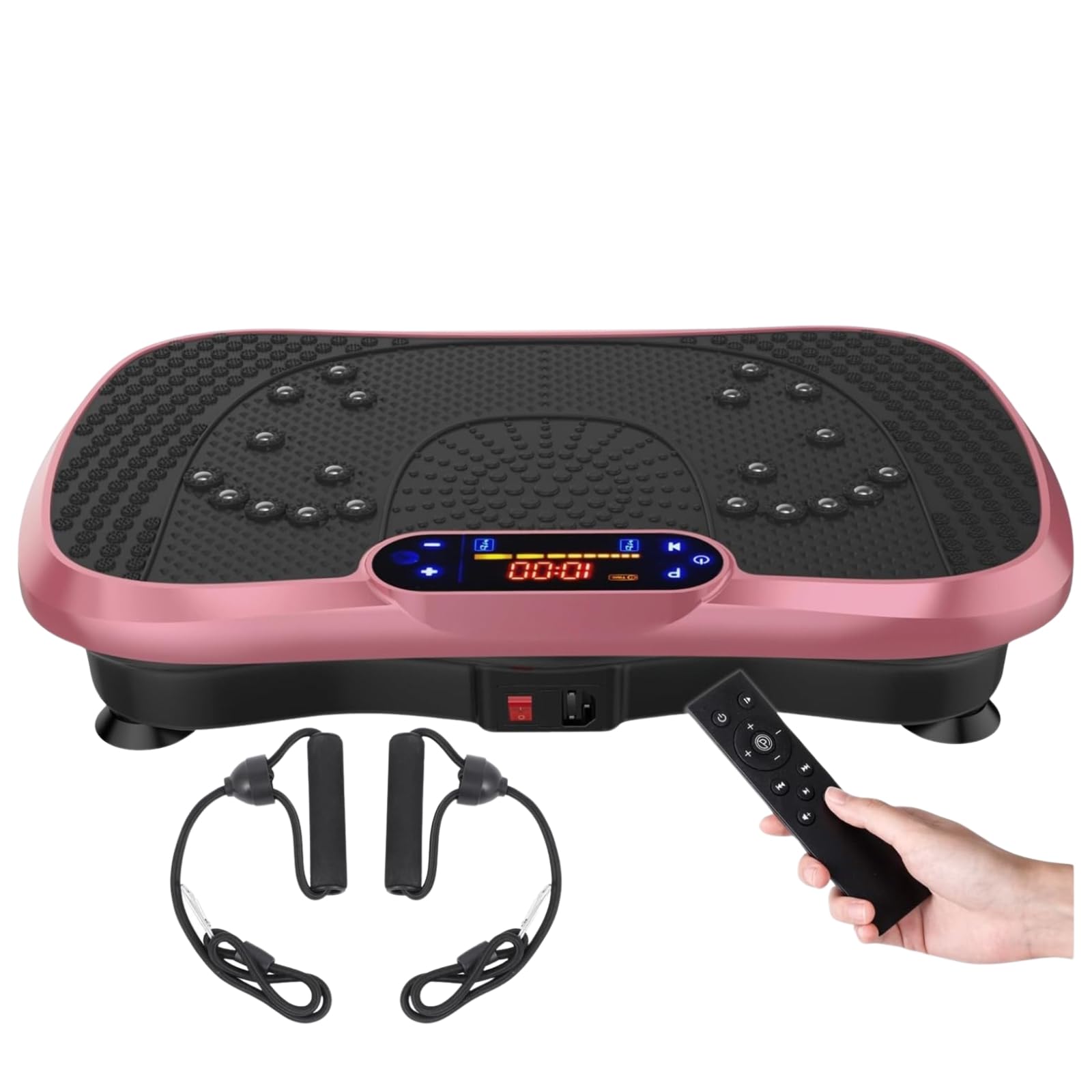 Müzikli Titreşimli Egzersiz Aleti – Tüm Vücut İçin Titreşimli Zayıflama Cihazı, Yağ Yakımı ve Ödem Atıcı, Sessiz Kullanım, Bluetooth Hoparlörlü Ev Tipi Fitness Titreşimli Zayıflama Spor Aleti, Pembe
