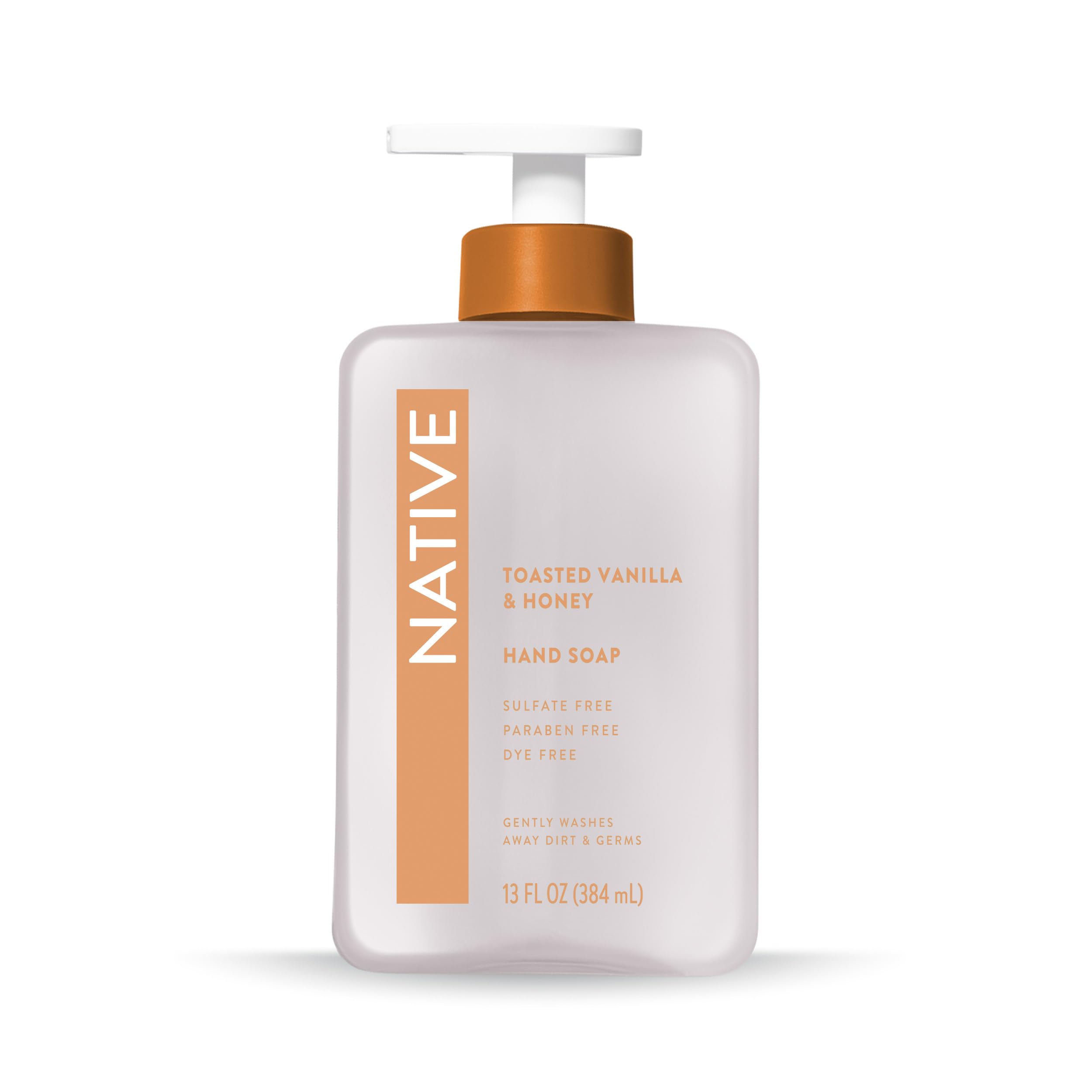 Native Liquid Hand Soap, Toasted Vanilla & Honey Scent, Non-Drying Formula for Soft, Smooth Hands, Made with Plant-Based Cleansers, Sulfate & Paraben Free, 13 oz Bottle
