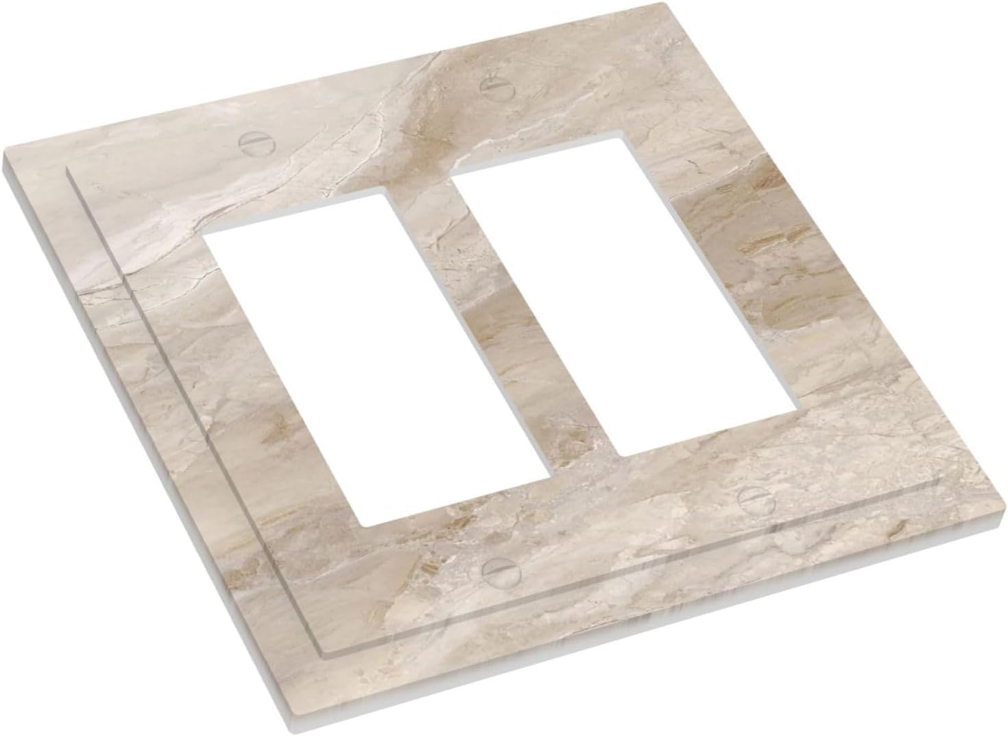 Decorative Outlet Covers Beige Marble Pattern 2 Gang Double Rocker Decorate Gfci Wall Plate Electrical Switch Plate Cover Light Switch Cover Plate For Home Farmhouse Decor image 3