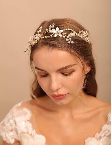 Miniatura 8 de Jumwrit Boda cristal pelo vid plata nupcial diadema con perlas de diamantes de imitación azul boda boda novia damas de honor accesorios para el