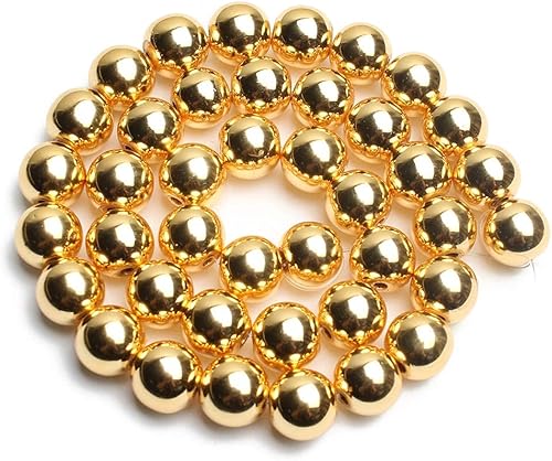 Miniatura 4 de Song Xi - Cuentas de hematita de oro de 18K, cuentas sueltas redondas para hacer joyas, pulseras y collares DIY, cuentas de 8 mm  45 piezas