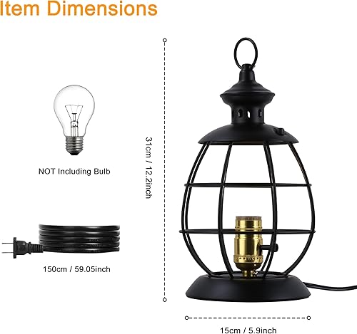 Miniatura 2 de SUNLLOK Lámpara de mesa de metal vintage para sala de estar, industrial de 12.2 pulgadas de alto, lámpara de escritorio de lectura antirrústica, luz