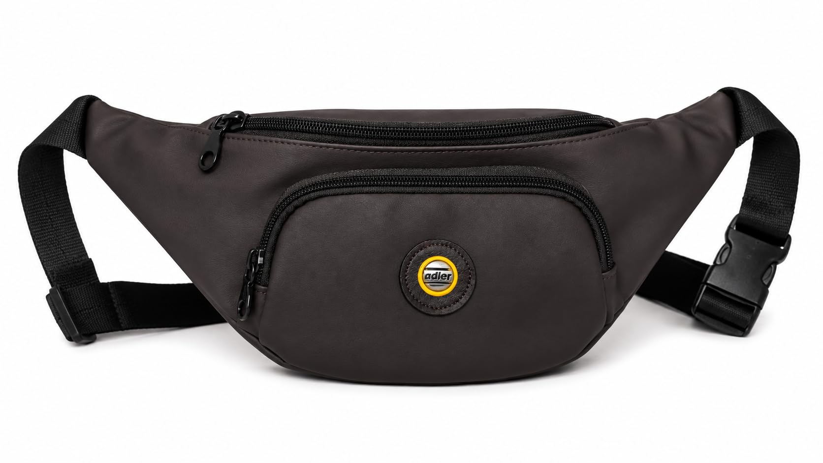 Waist Bag for Men and Women PU Leather | Adjustable Strap Fanny Pack with Dual Zipper Compartments | Hiking, Travel, Outdoor Sports, Biking (Brown/Black)-image-29
