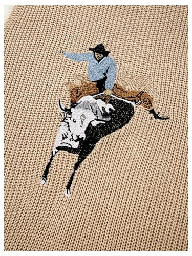 WDIRARA Women's Cowboy Embroidered Sweater Vest Crew Neck Sleeveless Pullovers Ribbed Knit Tank Tops4