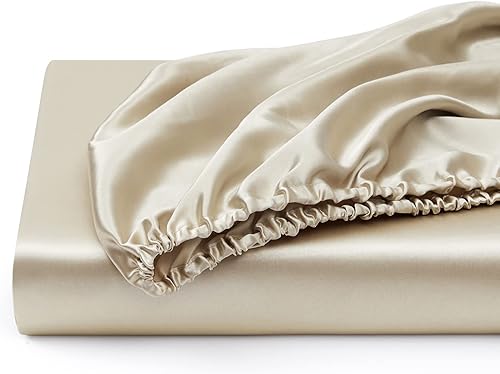 Miniatura 7 de Sábana bajera de satén de seda tamaño individual extralargo, para colchones altos, se vende por separado, no se arruga, no se decolora,