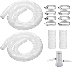 TXXATX 2 Stück Poolschlauch 32 mm 2 m Pool Schlauch Set mit 8 Stück Sicherungsclip und 2 Stück Schlauchverbinder Schlauch für Poolpumpe Schwimmbadschlauch 32 mm für Schwimmbad Filterpumpe Ersatzteile