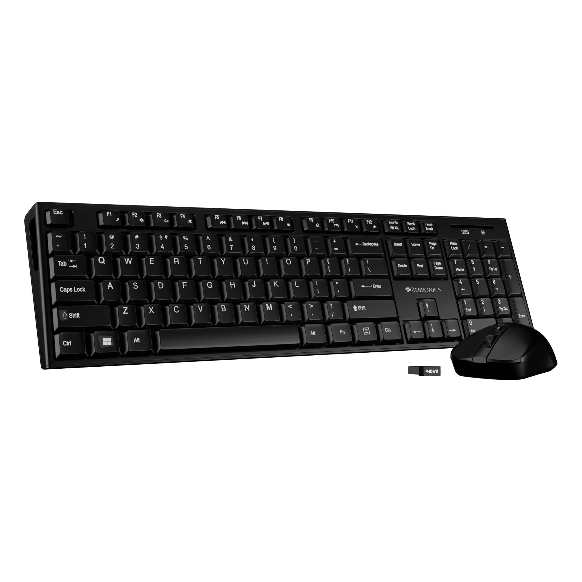 Zebronics Wireless Keyboard & Mouse Combo, 104 UV-Printed Keys, ₹ Key, 12 Multimedia Keys, Retractable Stand, 4 Button Mouse, 1600 DPI, High Precision, USB Nano Receiver (Companion 304, Black)-image-22