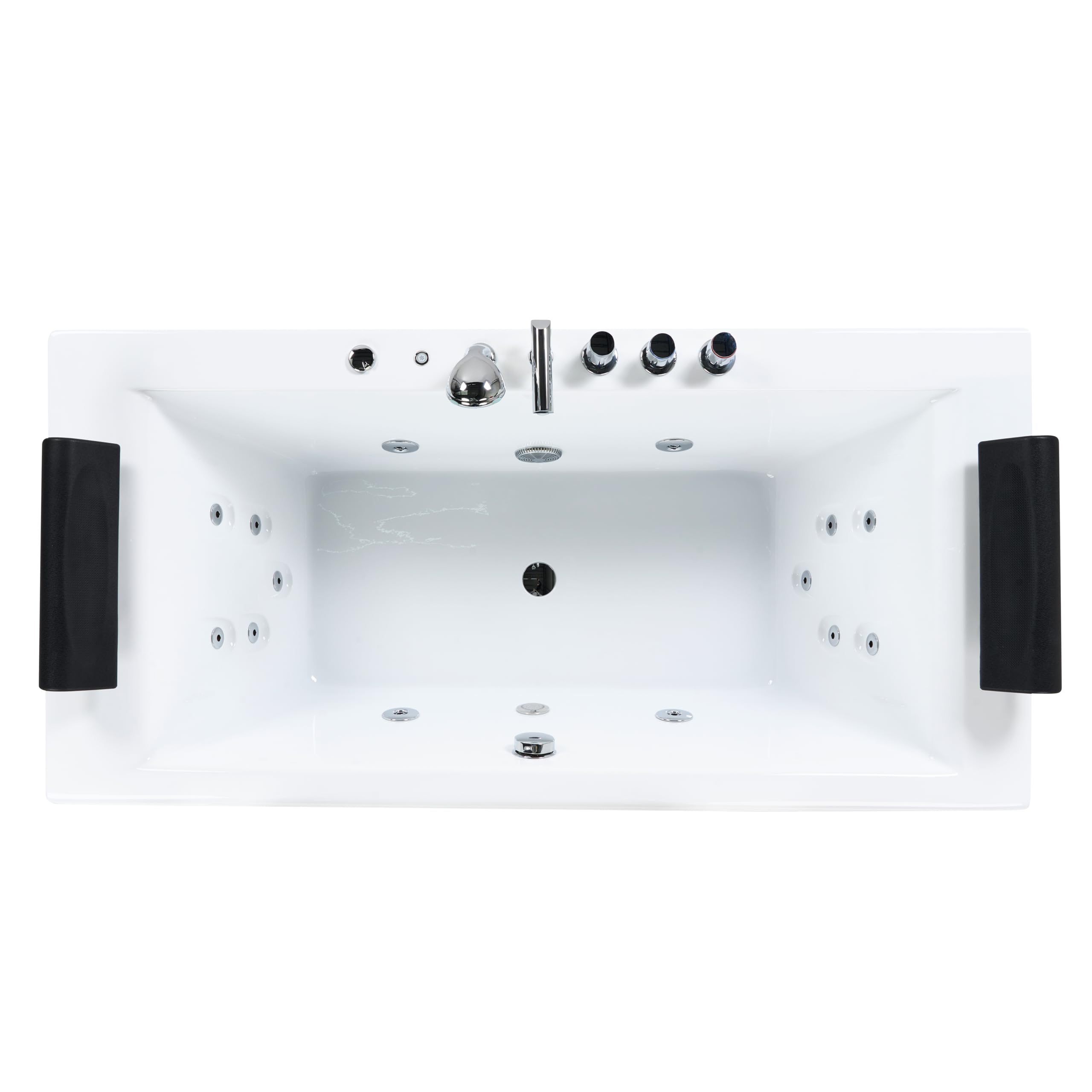 Bañera de hidromasaje de acrílico sanitario blanco plateado LED 172 x 83 cm moderno Montego