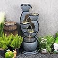 AXUSKY 37.4''H 5-Tier Outdoor Water Fountains Decor Resin Indoor Fountain for Garden, Floor Patio, Deck, Porch, Backyard and Home Art Decor (37.4inch)