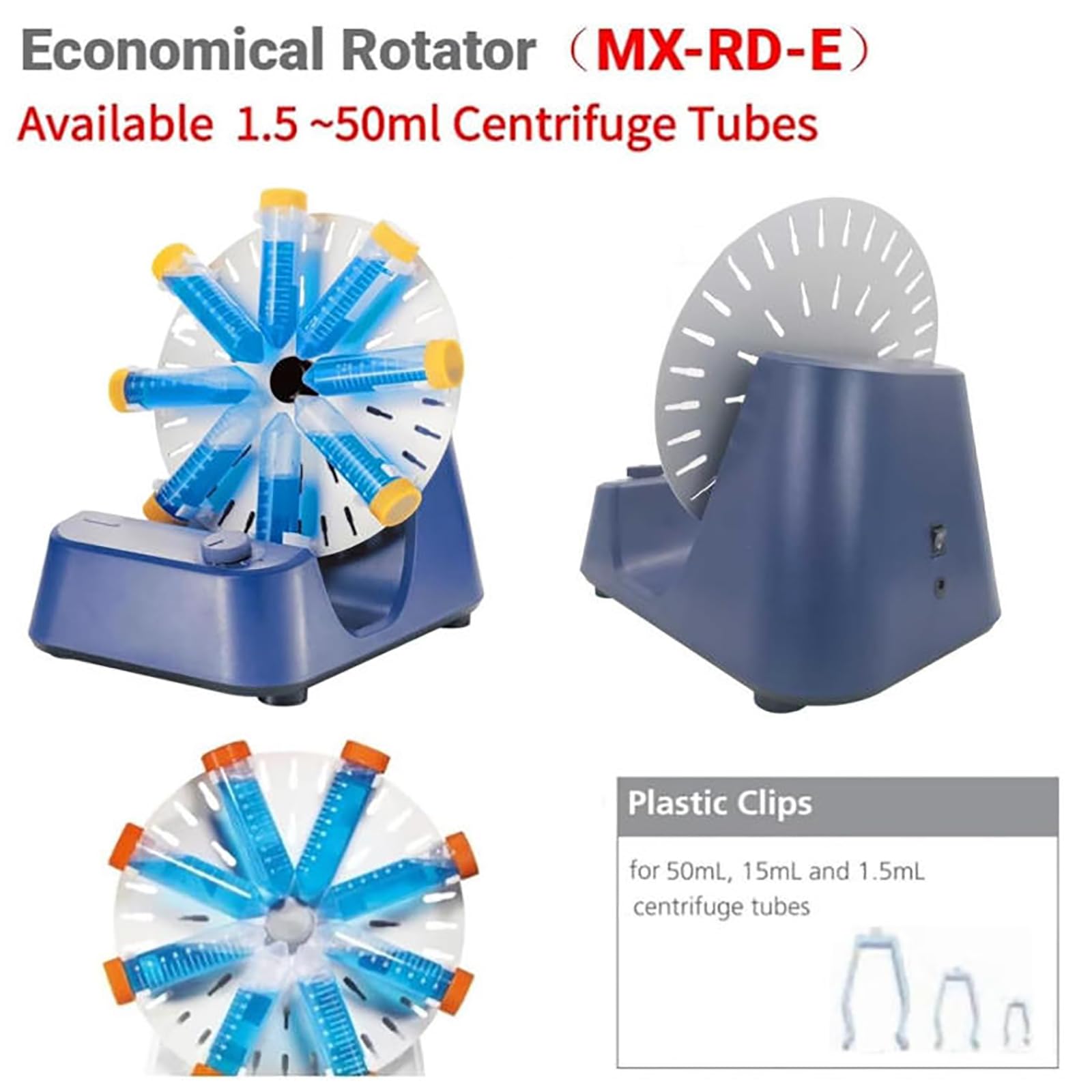 MObyat Agitador Vórtex Rotatorio de Laboratorio, Agitador Orbital Vórtex Multitubo, Velocidad Ajustable de 0 a 80 RPM/min, 2 Modos de Trabajo, Funcionamiento Suave, para Tubos de 1.5 ml/15 ml/50 ml