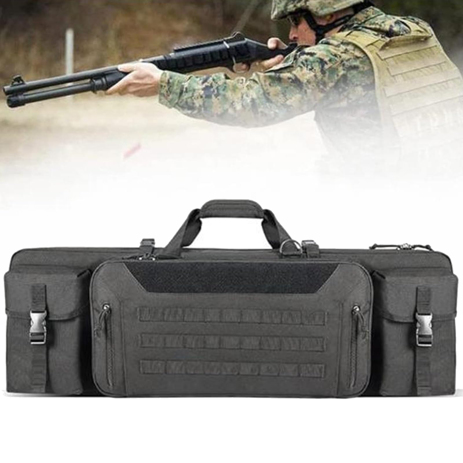 Estuche de Rifle Doble Largo, Mochila de Rifle Suave, Bolsa Táctica Funda para Arma con Correa de Hombro Bolsa de Transporte Vaina para Caza Disparando