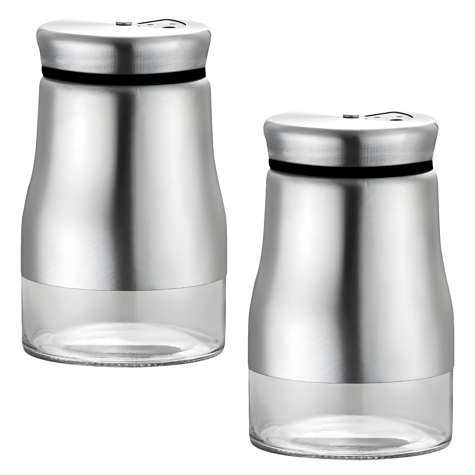 Liroyal 調味料入れ 2個入り スパイスボトル 調味料ポット 砂糖 容器 塩入れ容器 塩コショウ入れ 調味料ボトル 調味缶ステンレス製 桌上調味料入れ 調味料ケース 七味入れ 調味料容器 卓上 保存容器 120ml
