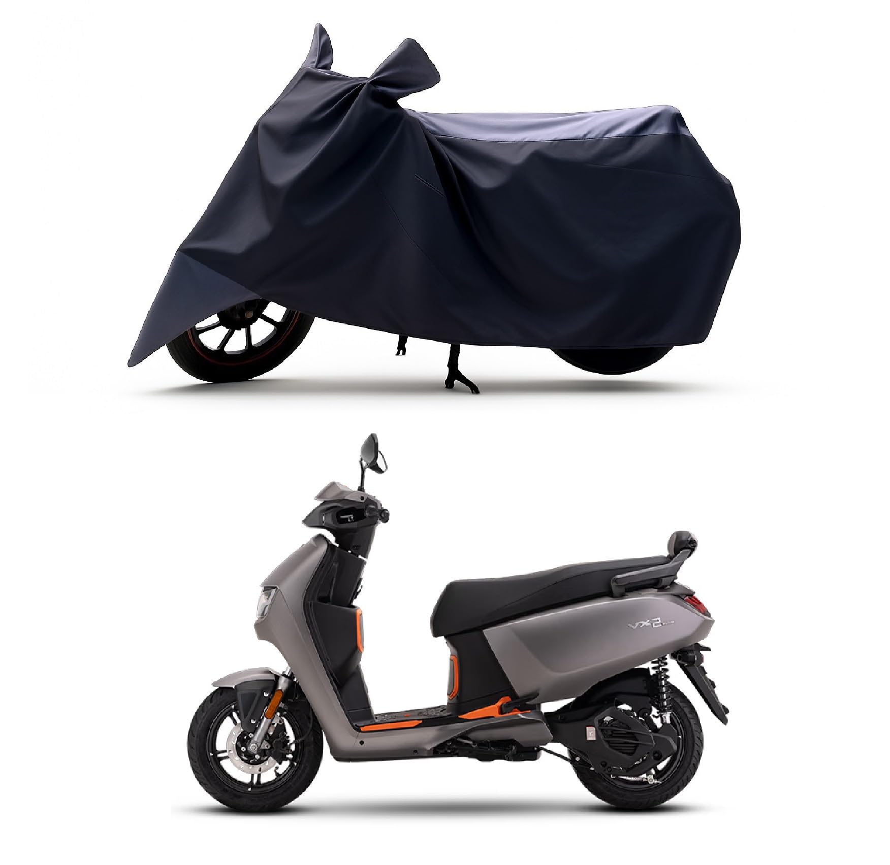 RS ENGLAND - All Season Protection Bike Cover for Hero VIDA VX2 Plus Electric Scooter Scooty Bike Cover with Water-Resistant and Dust Proof Premium 190T Fabric_Grey Stripe-image-11