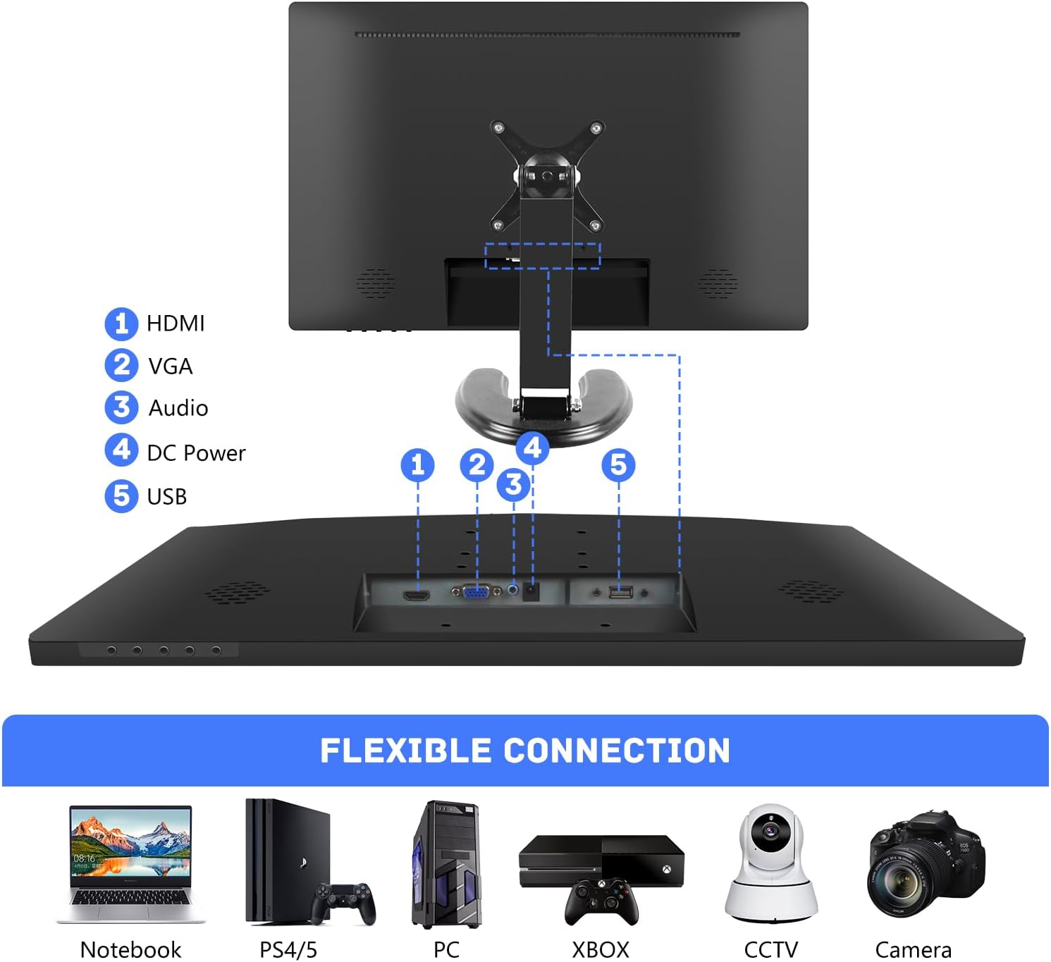 Prechen 24 Inch PC Touchscreen Monitor, Built-in Speakers, 75Hz, IPS FHD 1080P Desktop Touch Screen Monitor, HDMI, VGA, USB, VESA, Computer Touch Display, Black