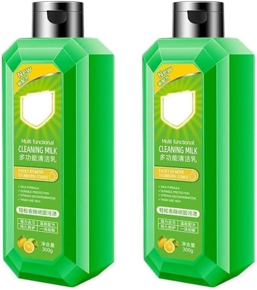 Multi-Functional Cleaning Milk | All Purpose Cleaner Liquid for Kitchen & Bathroom | Strong Decontamination & Stain Remover for Stove Tops, Tiles, Glass & Steel (2, Pack of 2)