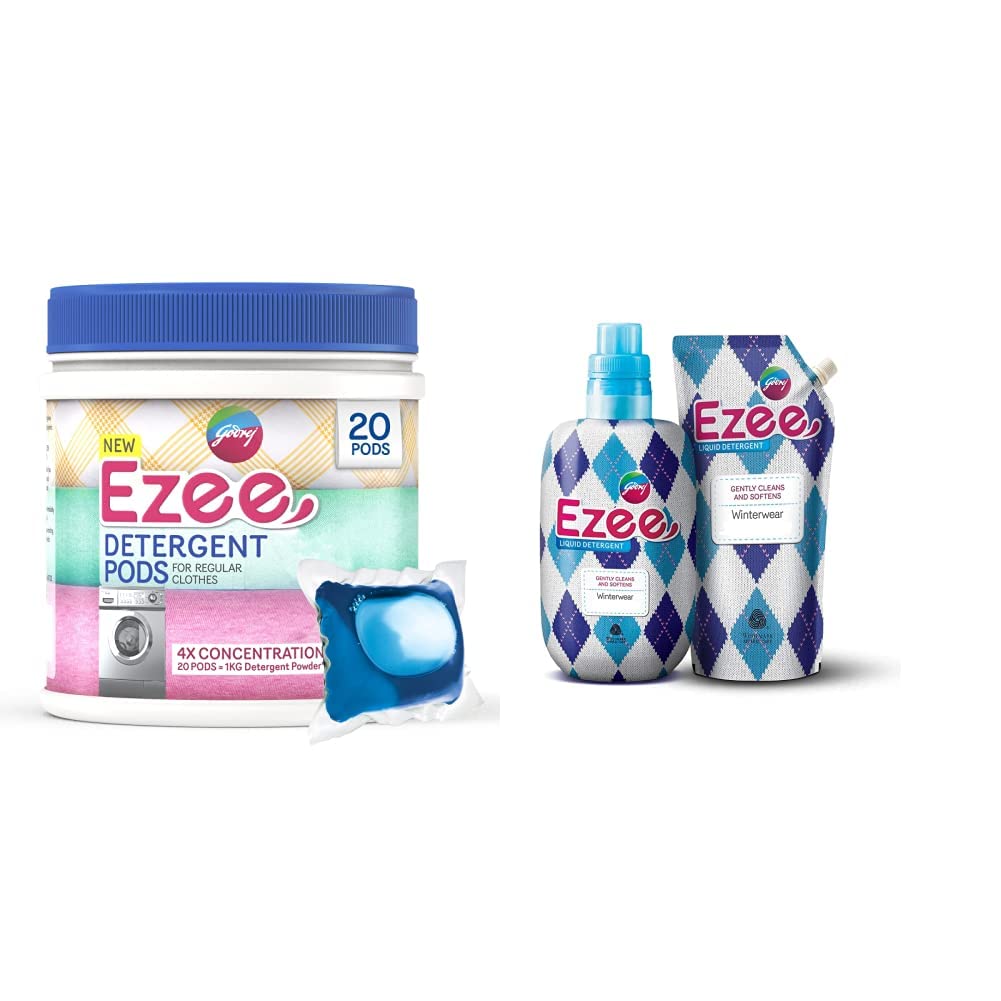 Godrej Ezee Pods, 4X Concentrated Liquid Detergent 20 Count, for Both