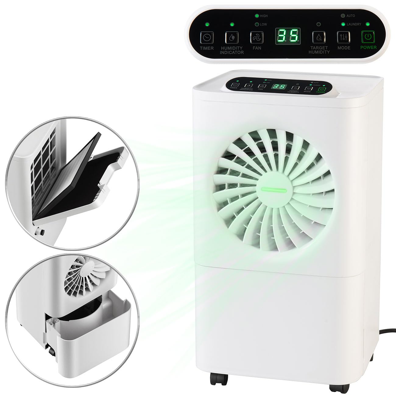 Sichler Haushaltsgeräte Deumidificatore digitale 2 in 1 LFT-200 con purificatore d’aria, timer, 10 L/giorno