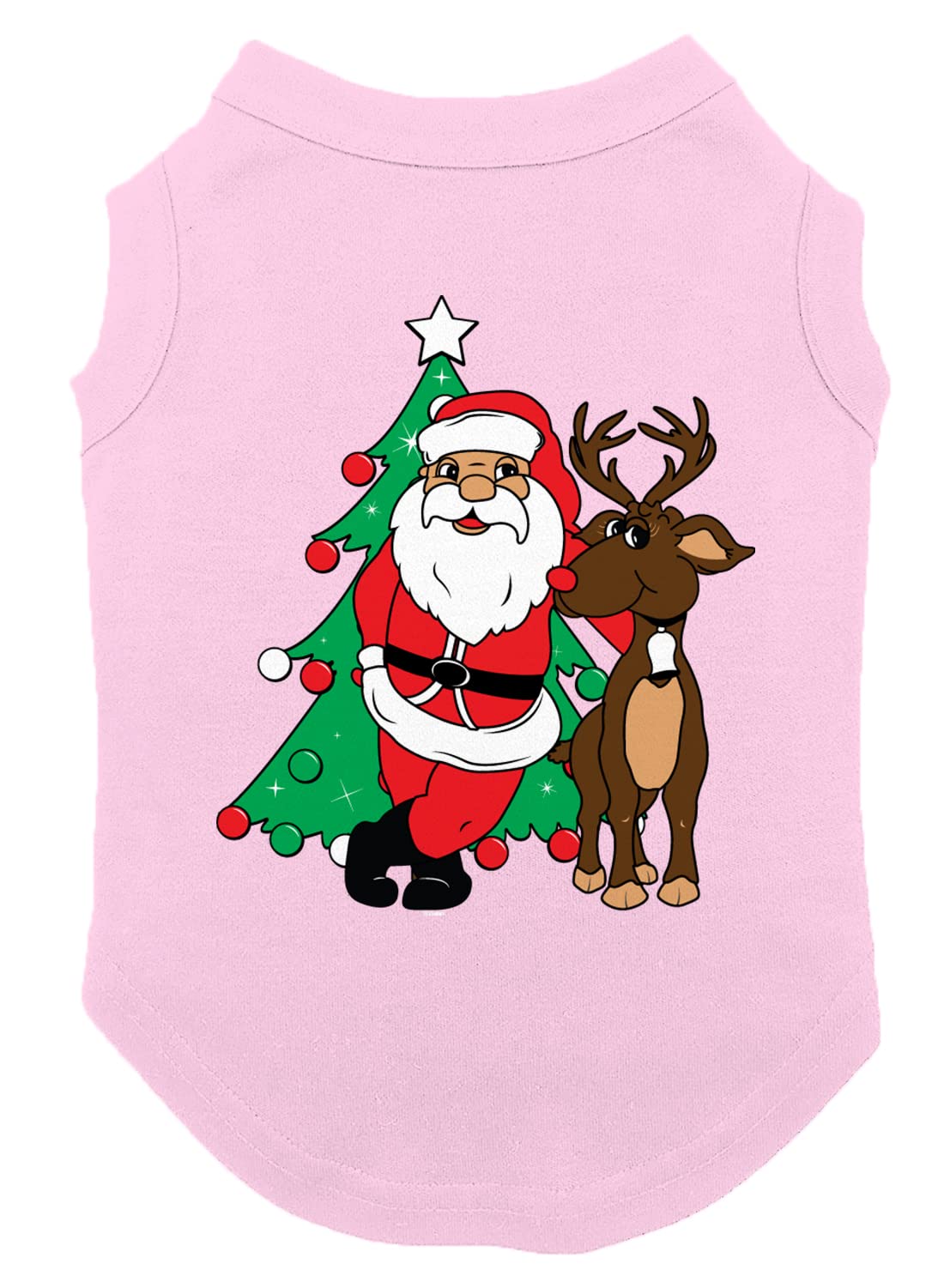 Santa & Reindeer - Elf Christmas Santa Dog Shirt (Pink, X-Small)