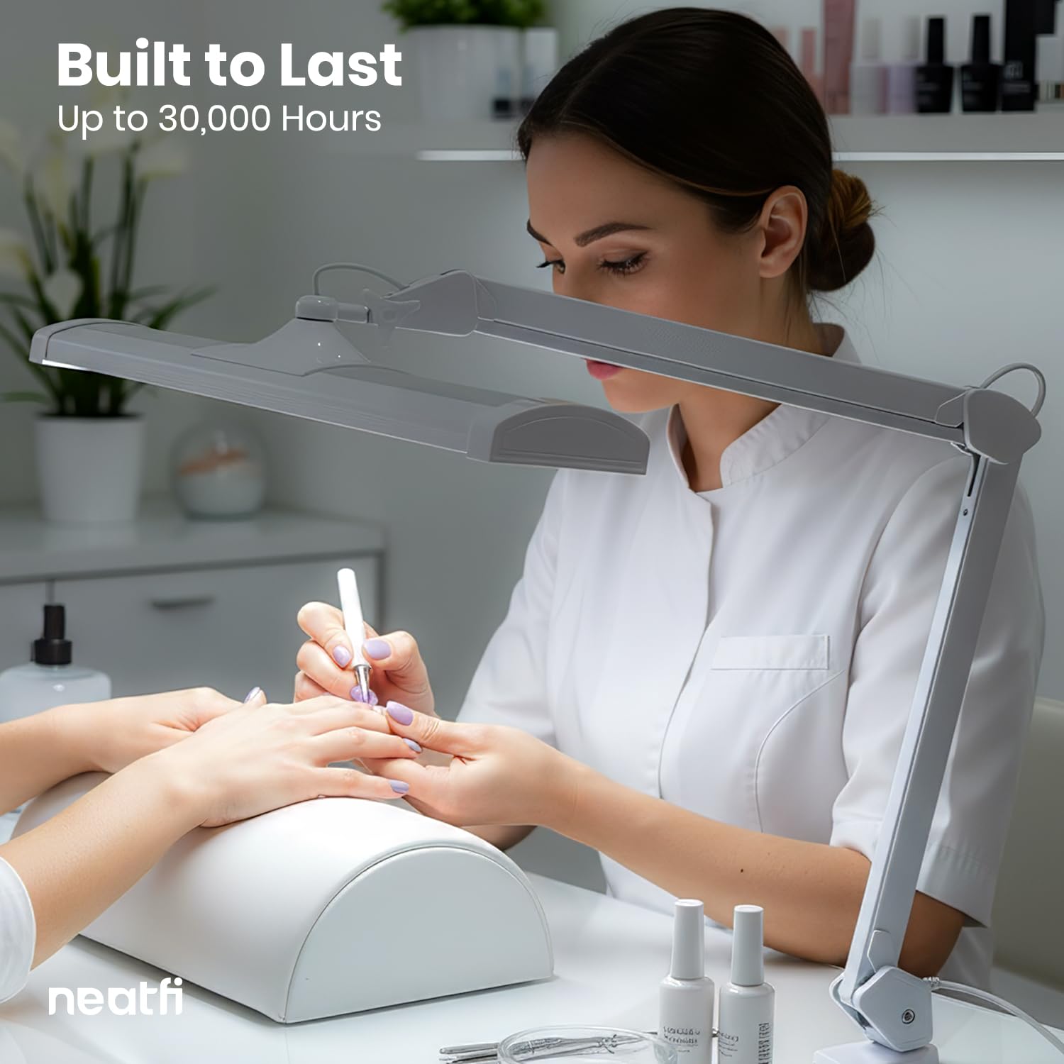 Neatfi Ultra LEDLámpara de Escritorio, regulable, 45W, lámpara de tarea que cuida los ojos para lectura, manualidades (Blanco)