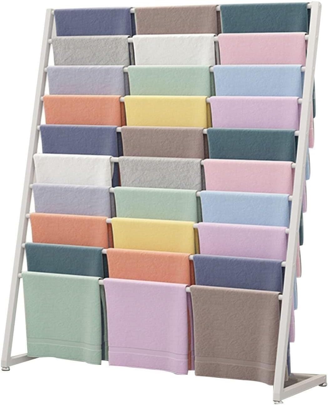 Présentoir de vente au détail pour foulards debout et portant pantalon blanc