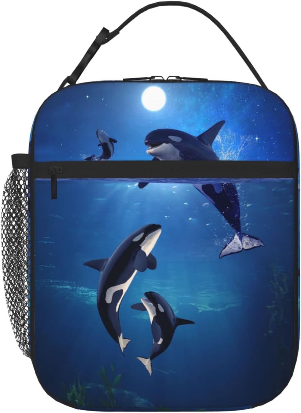SARA NELL Kids Lunch Box Insulated Orcinus Orca Whale Tough The Galaxy Lunch Bag Large Lunch Boxes Cooler Meal Prep Lunch Tote With Shoulder Strap For Boys Girls Teens Women Adults