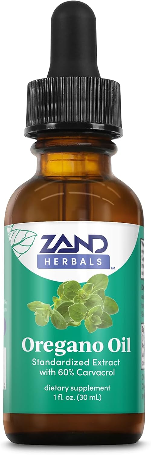 ZAND HERBALS Oregano Oil Drops - Plant Based Wellness Support - Standardized to 60% Carvacrol - Organic Extra Virgin Olive Oil Base - Lab Verified, 60-Day Guarantee, Approx. 300 Servings, 1 fl oz
