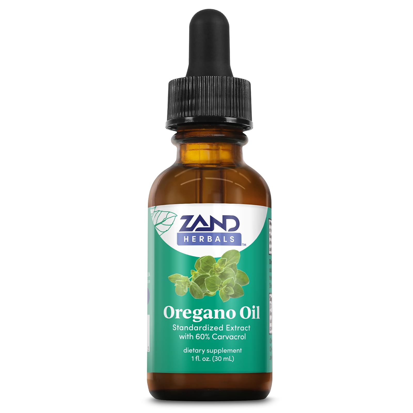 ZAND HERBALS Oregano Oil Drops - Plant Based Wellness Support - Standardized to 60% Carvacrol - Organic Extra Virgin Olive Oil Base - Lab Verified, 60-Day Guarantee, Approx. 300 Servings, 1 fl oz