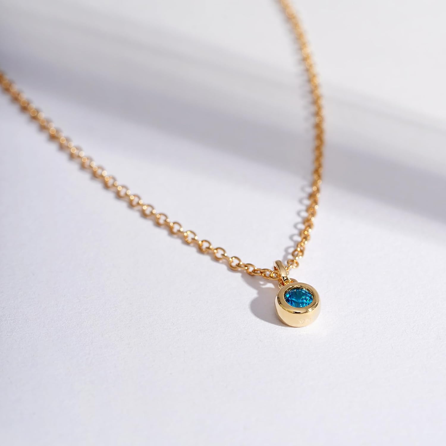 Amazon Essentials Yellow Gold Plated Brass Birthstone Solitaire Pendant Necklace, 16'' + 2'' Extender - Image 4