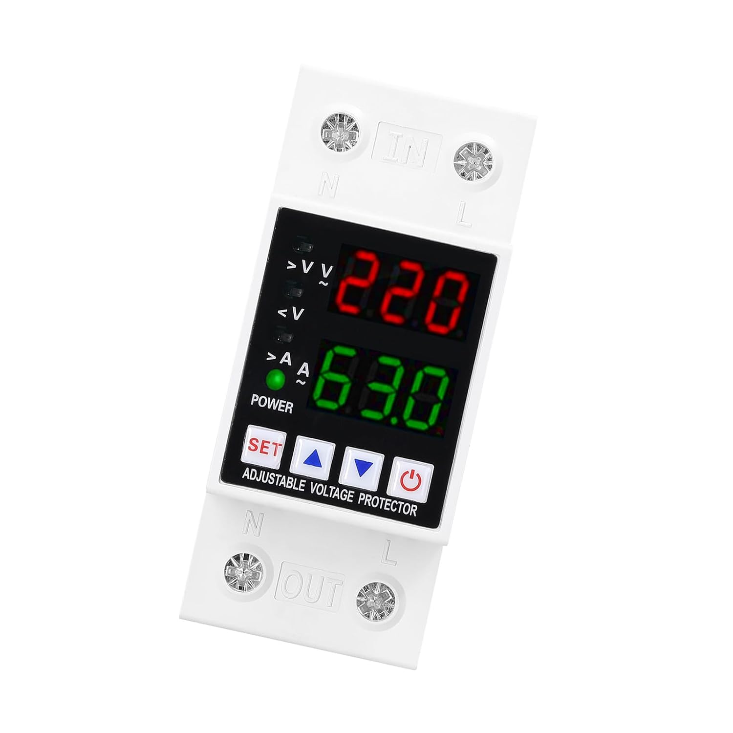 Dual Display Adjustable Voltage Protector - Intelligent Overvoltage & Undervoltage Device for Home Use - Selfresetting, 220/120VAC, 40A/63A Adjustable Current Safety Relay (CHLT-63VA) image 3