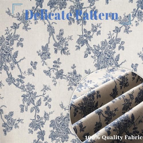 Image of Linen French Door Curtains Set of 2, Elegant Country Style Retro Orchids Front Door Curtain Dual Rod Pocket Tiebacks Included, 54 inch W x 72 inch L