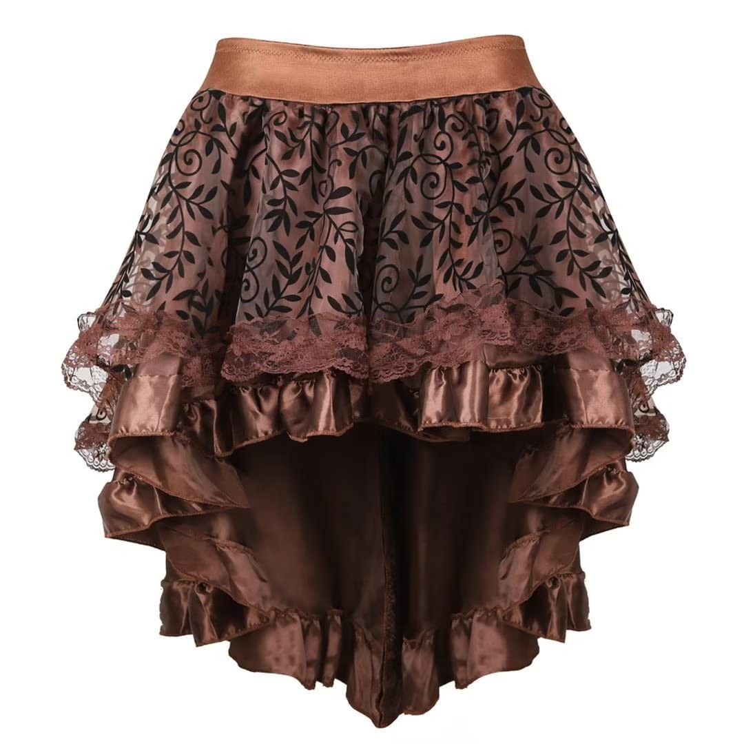jutrisujo Corset Femme Jupe Robe Dress Set Bustier Top Steampunk Sexy Dentelle Vintage Lingerie Grande Taille Gothique Costume
