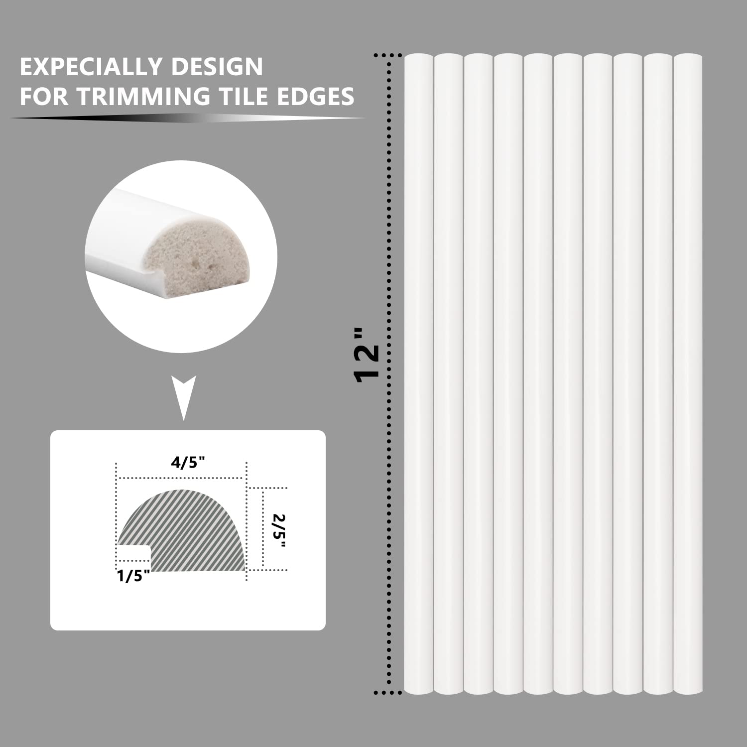 Self Adhesive Tile Edging Peel & Stick Tile Edge Trim - 10-Pack 12in ...