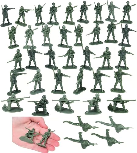 Classic US Army Men (36 piezas) 2 pulgadas. Plástico. Soldados de juguete verde. Diseños independientes. Gran bolsa de regalos para recuerdos de