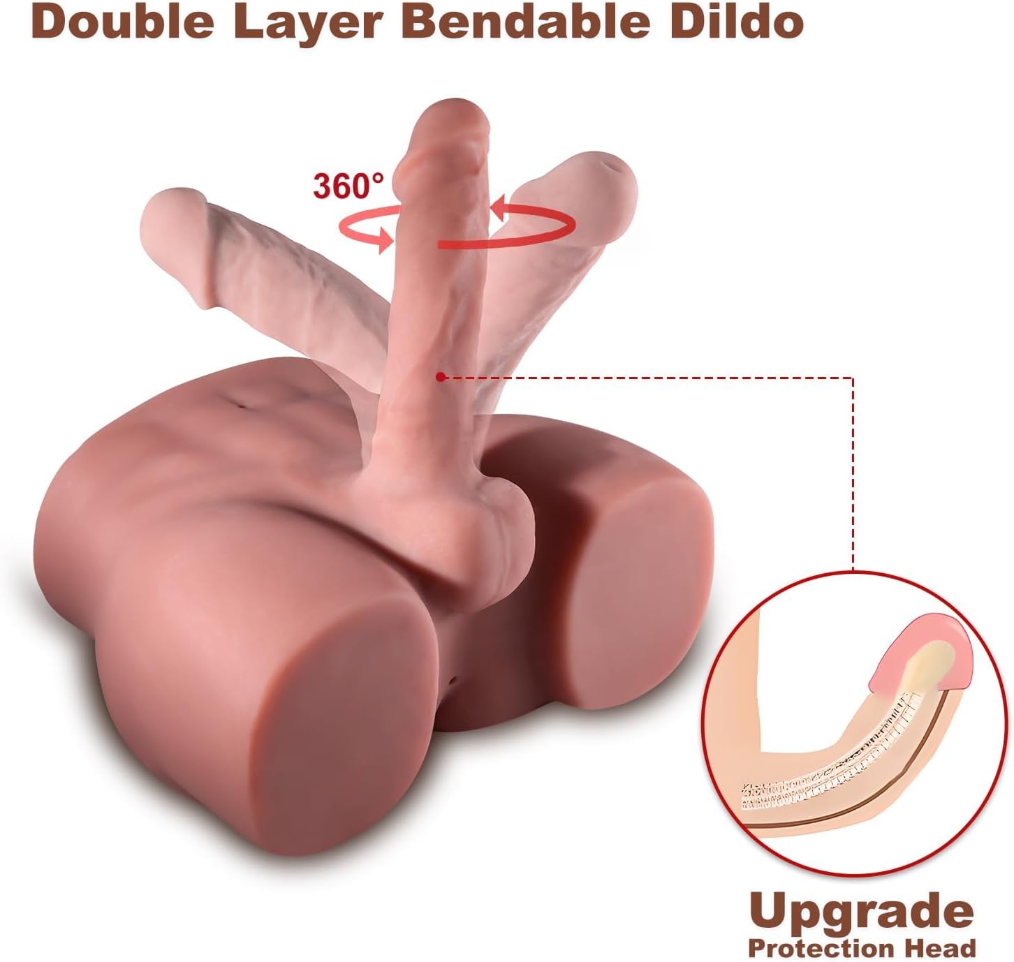 Brown Male Sex Doll with Flexible Dildo,Realistic Thick Dildo for Women Men Gay Couple,10.2x7.1 inch,7.7lb