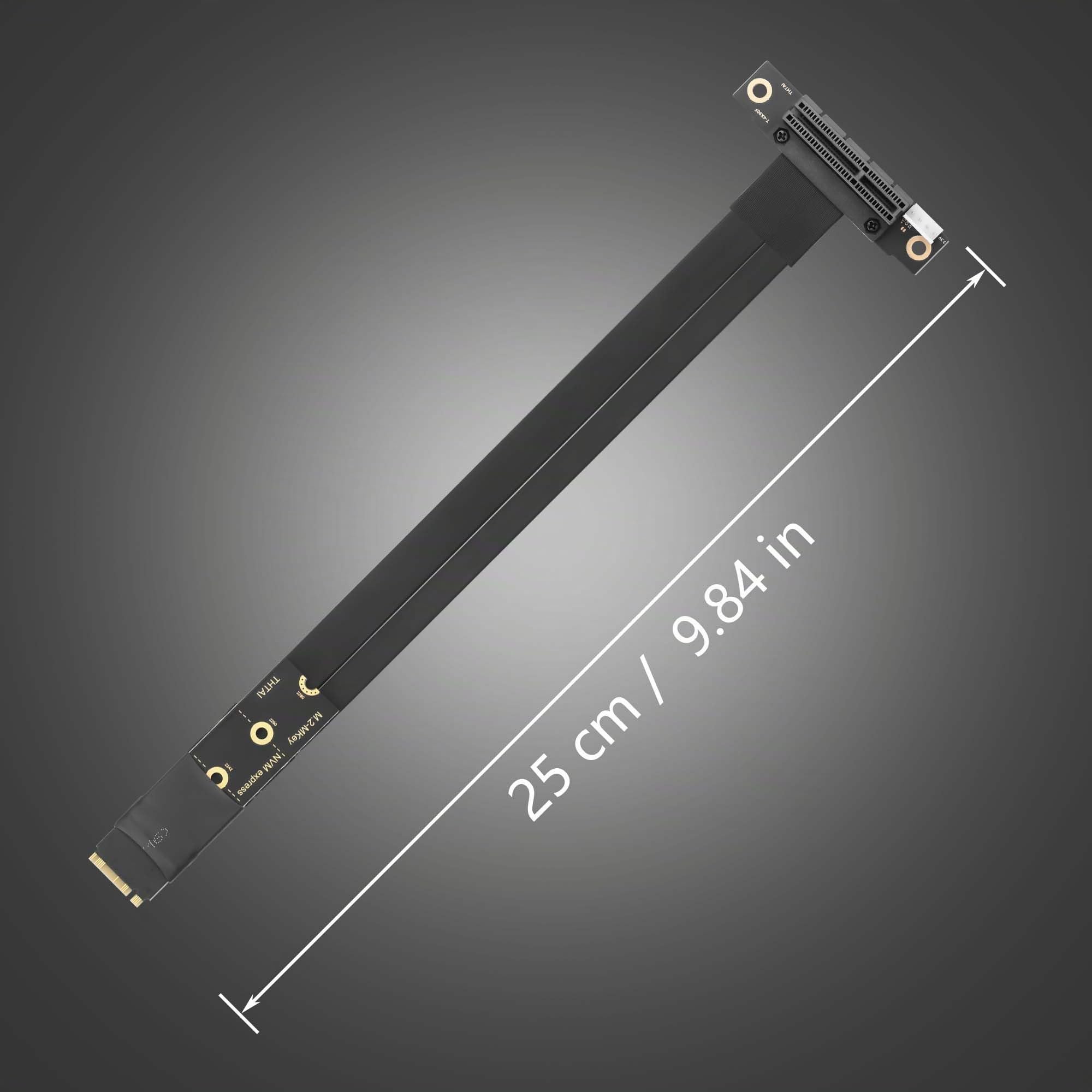 CERRXIAN M.2 NGFF NVMe M Key vers PCIE 3.0 4X Carte Adaptateur Riser pour Carte Graphique M.2 Clé M vers PCI-E 4X Câble d'extension (90°)