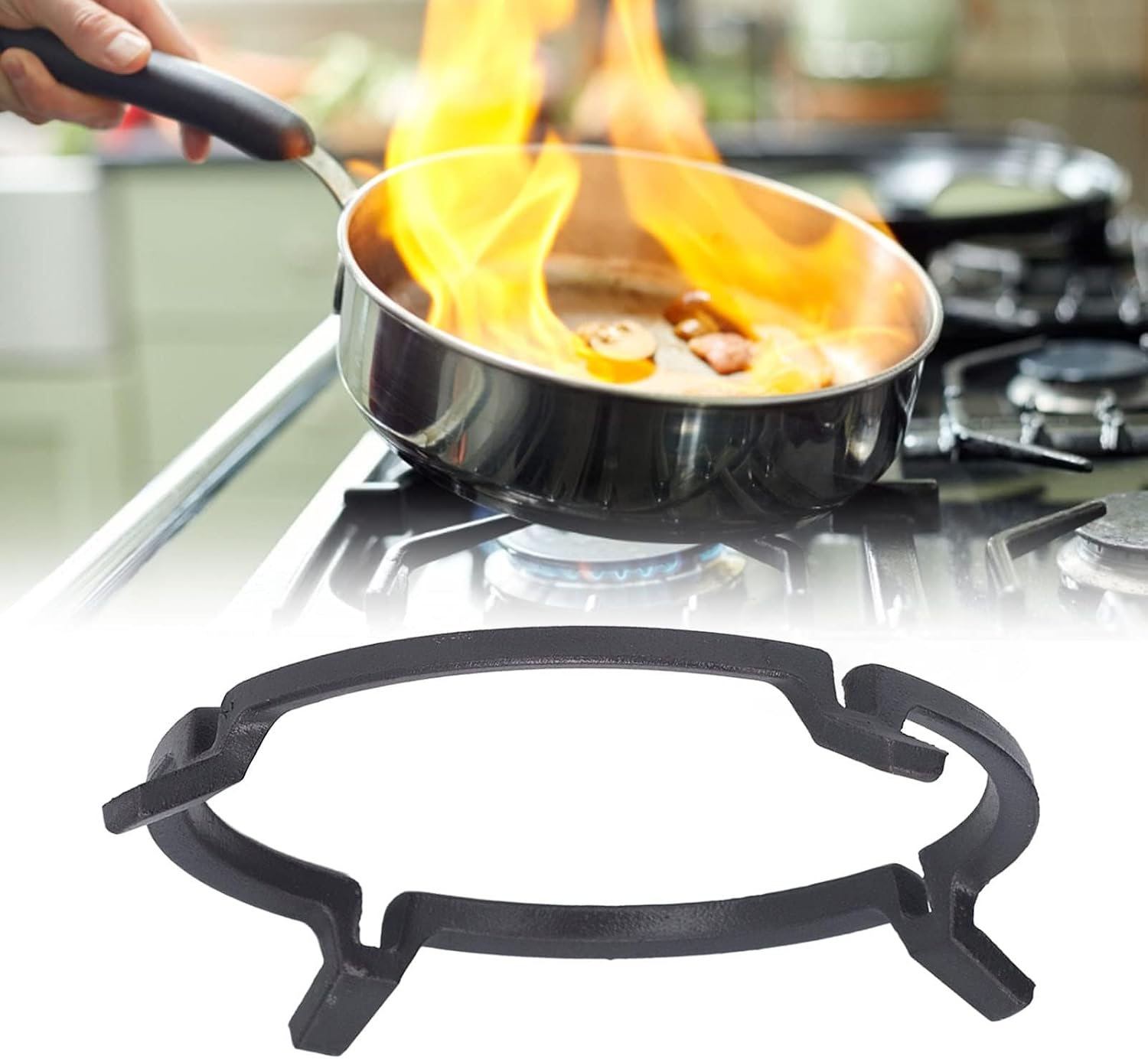 Wok Ring, Replacement Parts Cast Iron Wok Support Ring, Black Stove Rack Round Pan Holder Stand for Gas Stove Kitchen Camping Universal Cooker Support Rack for Frying Pan Milk Pot Round Bottom Wok