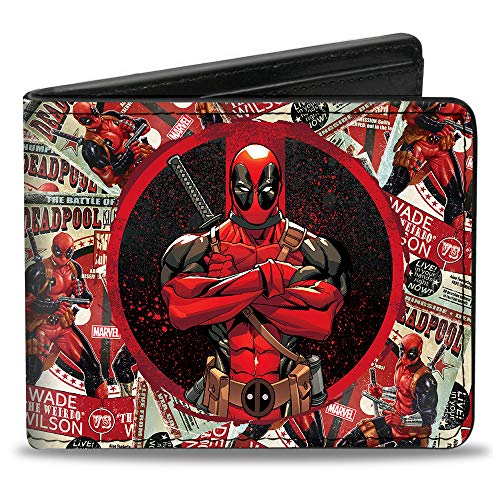 Buckle-Down mens Buckle-down Bifold Deadpool Bi Fold Wallet, Multicolor, 4.0 x 3.5 UK
