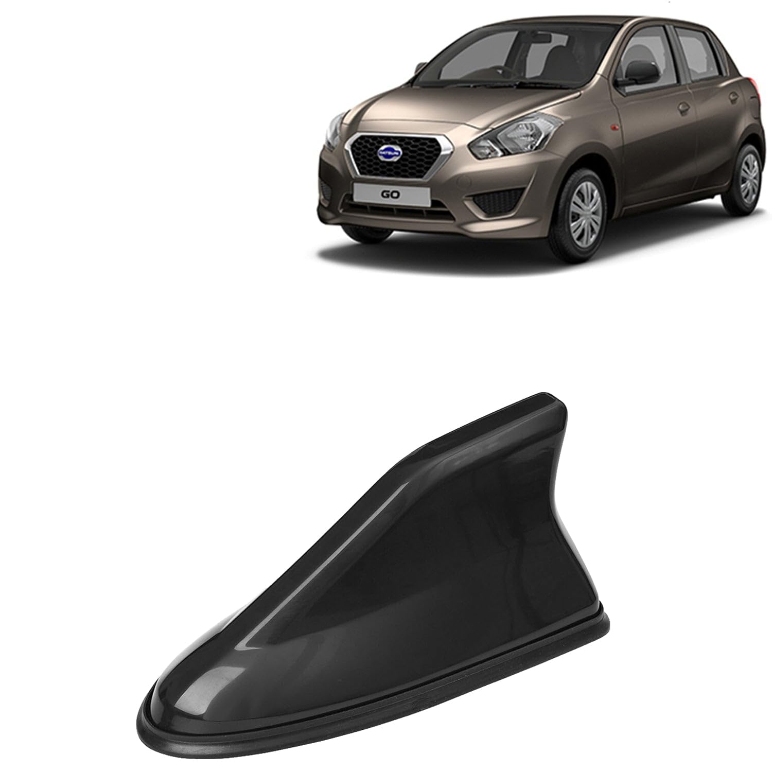 KINGSWAY® Shark Fin Car Antenna Compatible with Datsun Go (Year 2014-2020), Universal Size Car Radio FM AM, Waterproof ABS Body, Easy Replacement, 1 Piece, Black Color