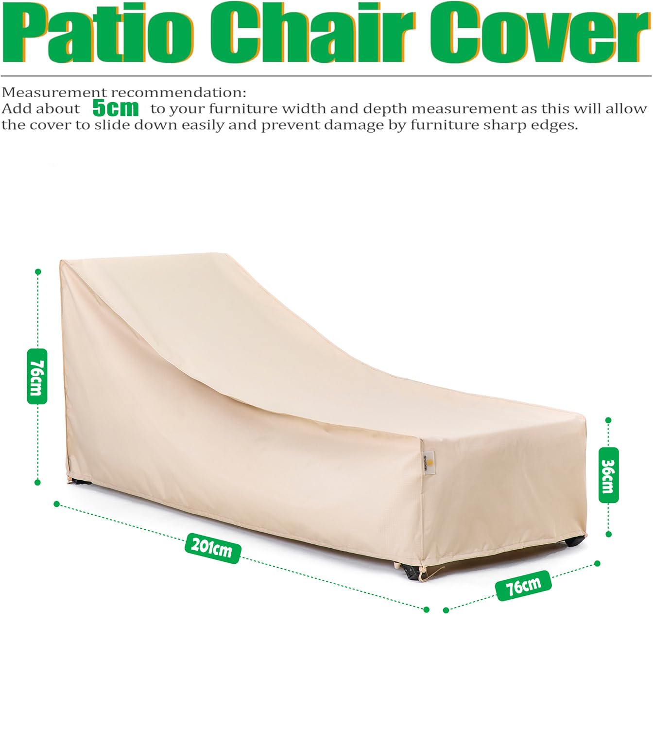 F&J Outdoors Garten Liegestuhl Schutzhülle Wasserdichte Abdeckung für Balkon und Gartenmöbel wetterbeständig robust & langlebig, ideal für Winterlagerung 201 × 76 × 36/76 cm 2 Stück
