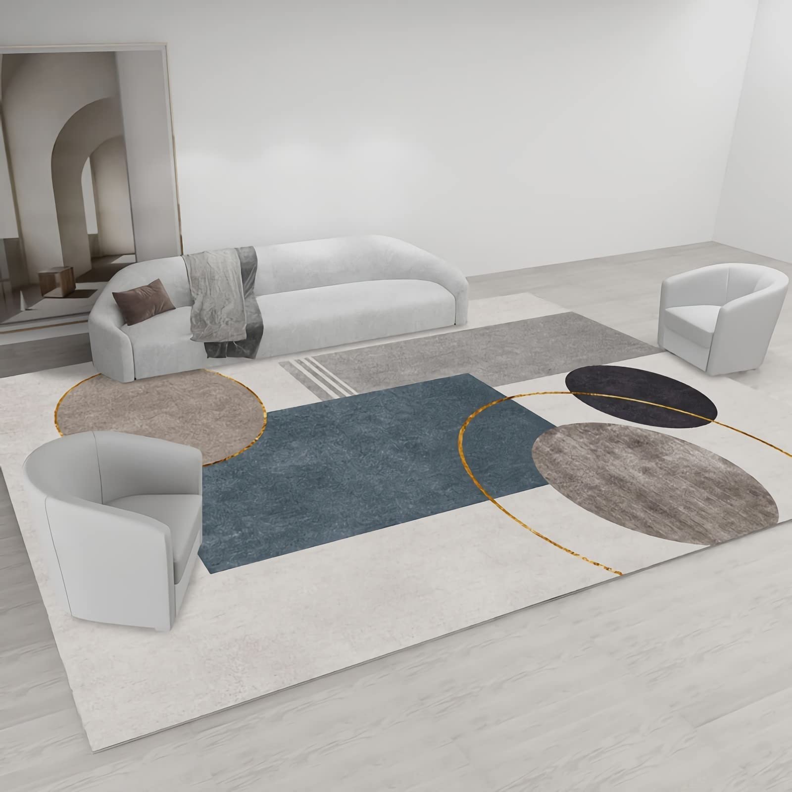 Tappeto tapetto camera da letto moderni accessori per camera da letto ragazza Blu marrone beige stile moderno disegno geometrico del modello salotto moderno 100x200cm