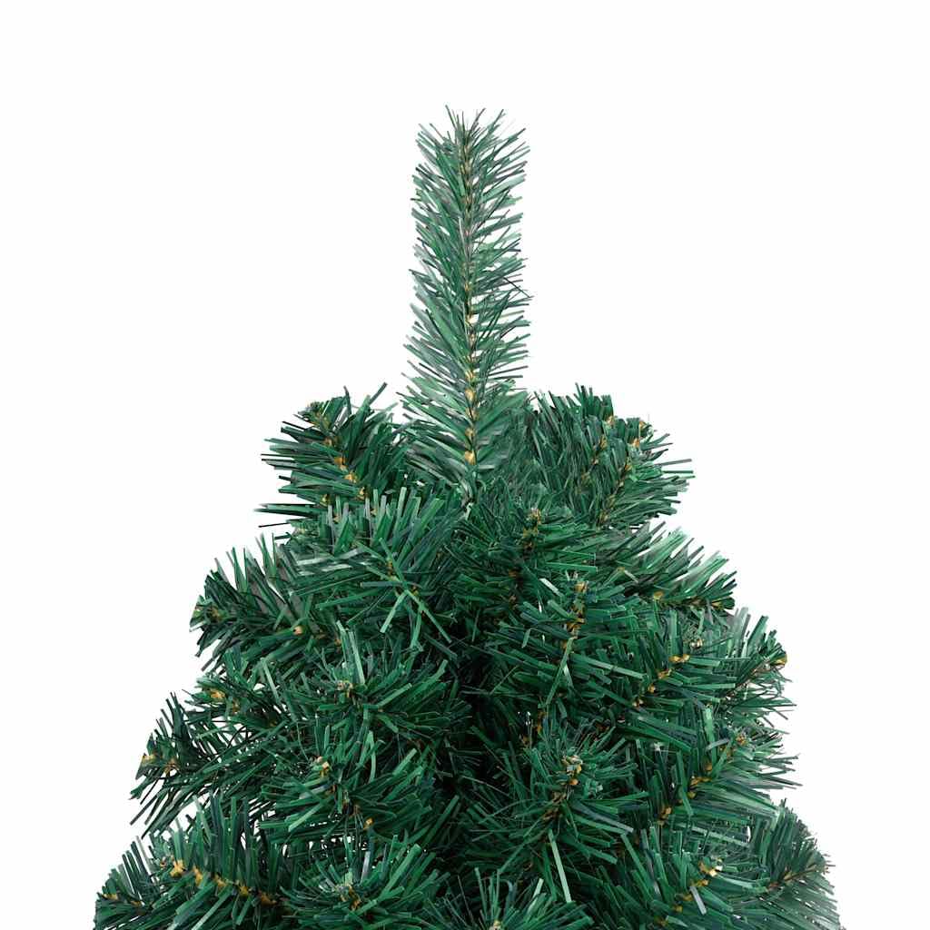 Medio Árbol De Navidad Artificial Verde 120 Cm De PVC con Iluminación LED y Bolas Decorativas, Ahorra Espacio, Montaje Fácil, Reutilizable, Christmas Tree Ideal para Pared y Esquina